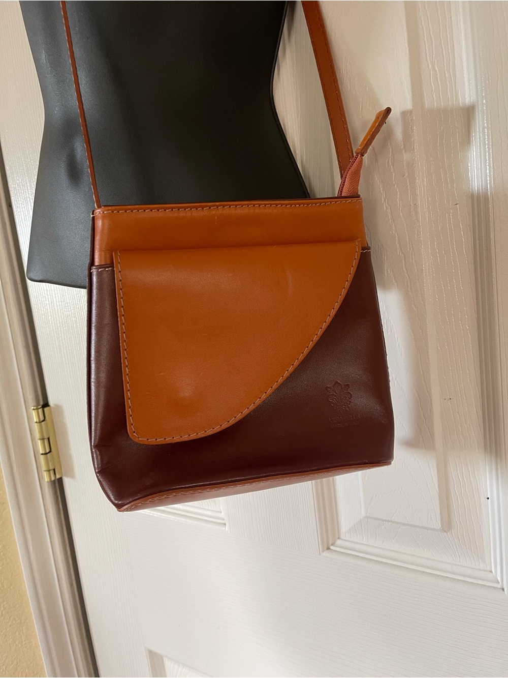 Vera Pelle Two-Tone Brown and Tan Leather Crossbody